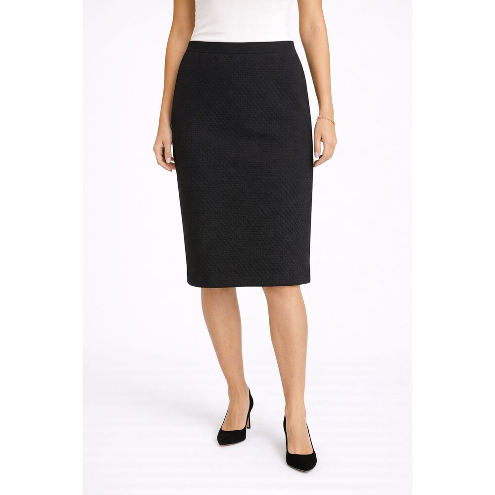 Alfani Gingham Textured Pencil Skirt Black XS